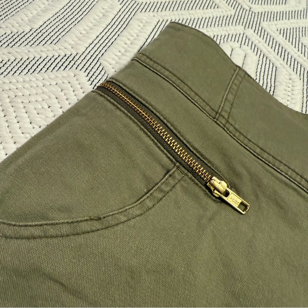 H&M Army Green Jean Mini Skirt, High Waist, Gold Zipper Details + Pockets, 12 - Picture 7 of 14